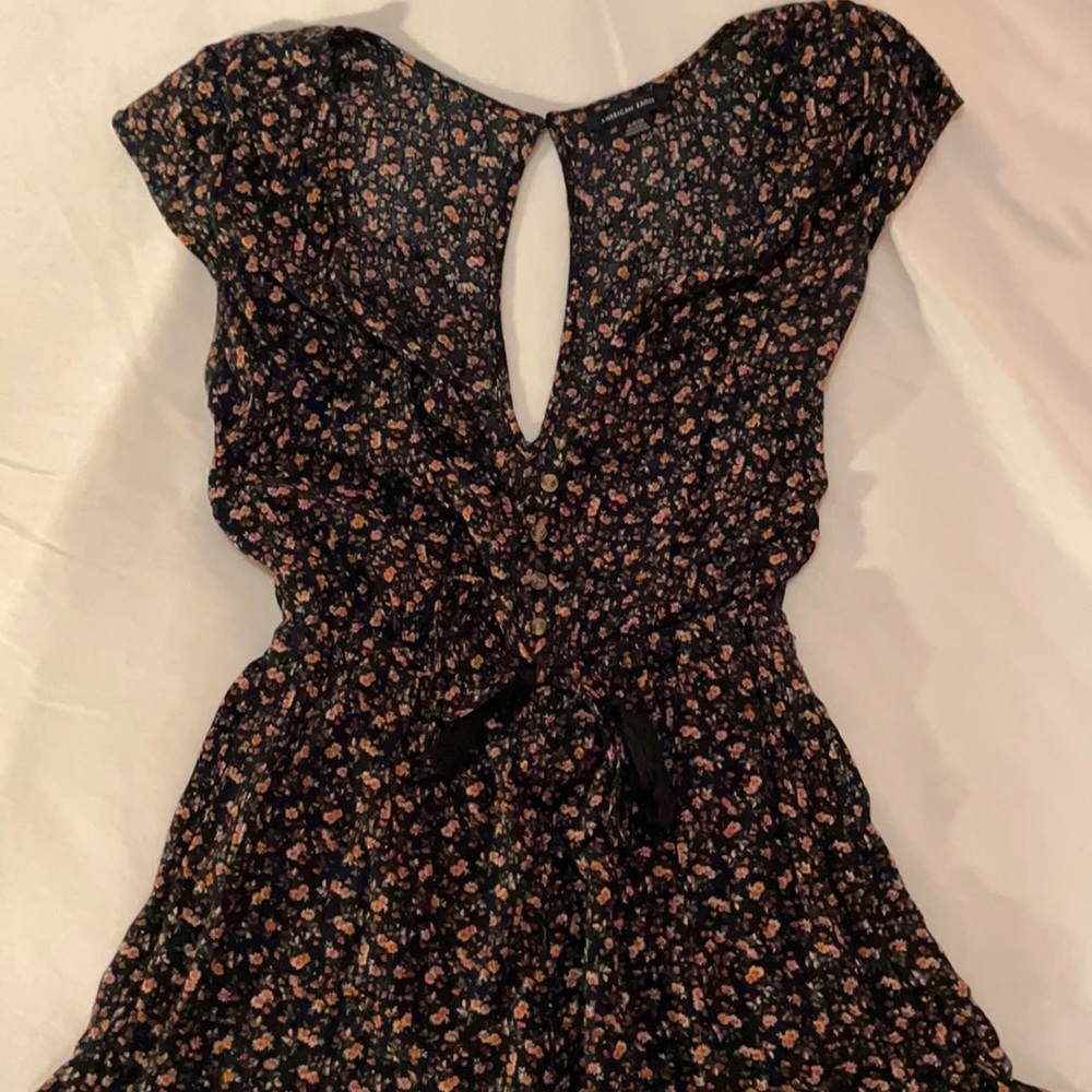 Small American Eagle black floral romper